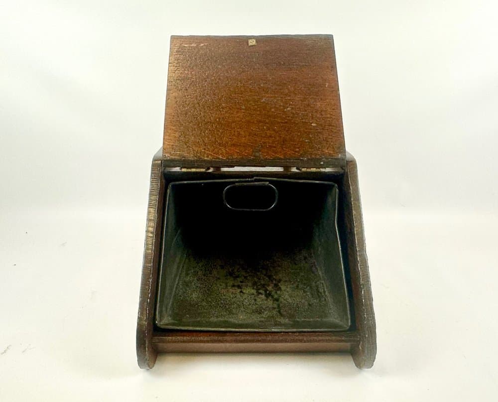 Coal scuttle Victorian, brown oak, golden brass, 19th c. - 151385