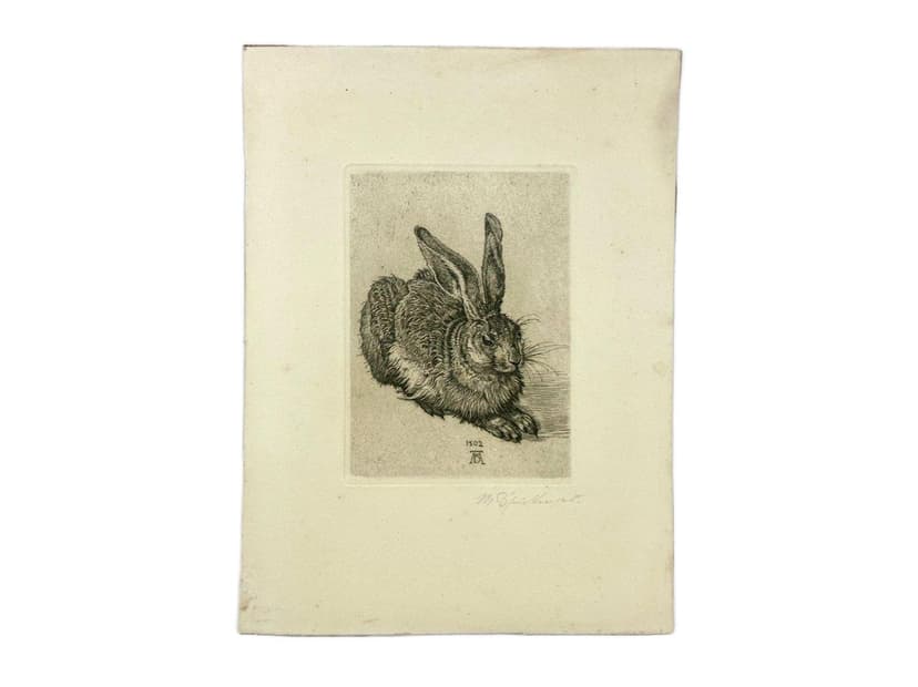 Grafika Zając, po A. Dürerze, czarny, Niemcy, XIX w.