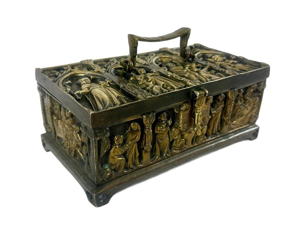 Jewelry Box, Gothic Revival, golden, bronze, 19th c.