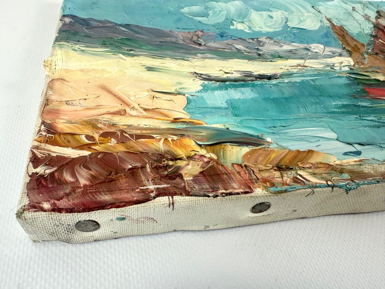 Obraz Ships, multikolor, olej na płótnie, art. W. Prescher van Ed, Niemcy, lata 80. - 151508