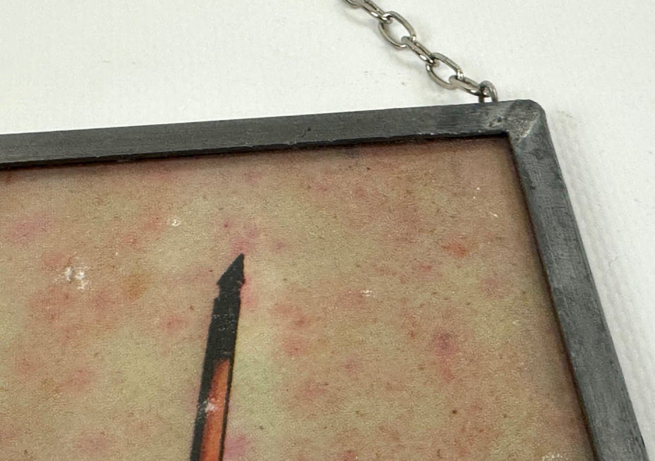 Hanging window panel, beige glass, Germany, 1950s - 151647