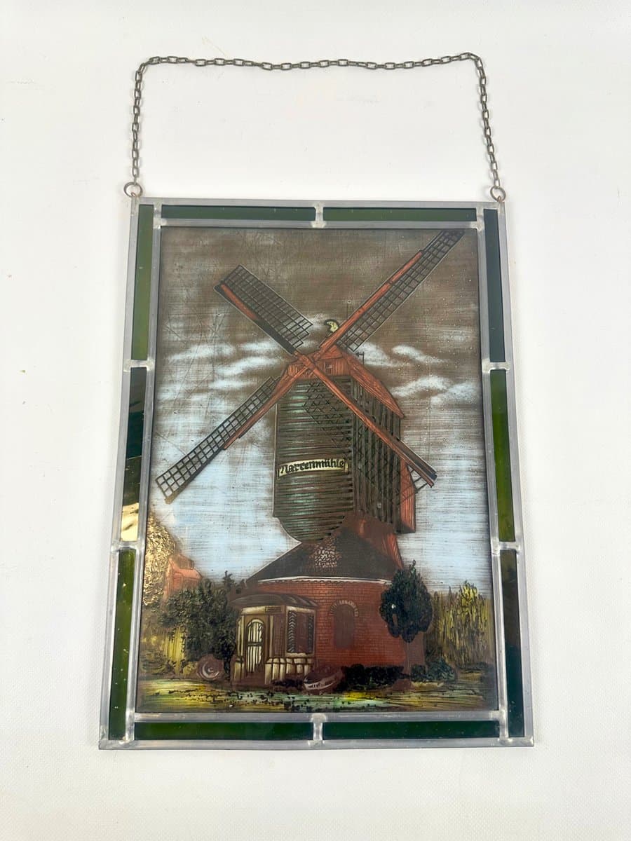 Window Panel Narrenmühle, multicolor glass, Germany, 1950s. - 151655