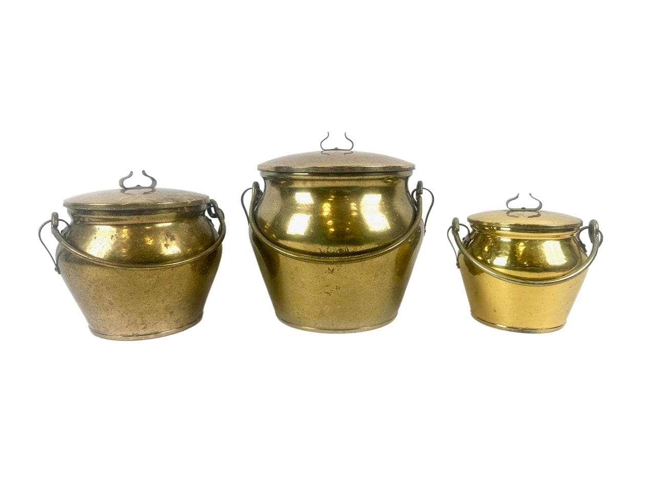Zestaw trzech pojemników Pulp, mosiądz złoty, Skultuna, Szwecja, lata 80. - 148452