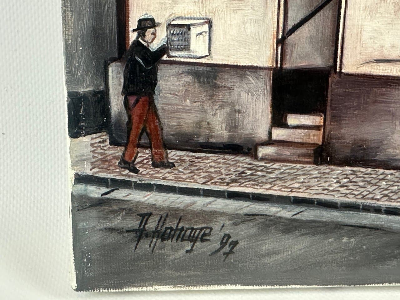 Obraz Houses, multikolor, olej na płótnie, aut. A. Hohage, Niemcy, lata 90. - 151676