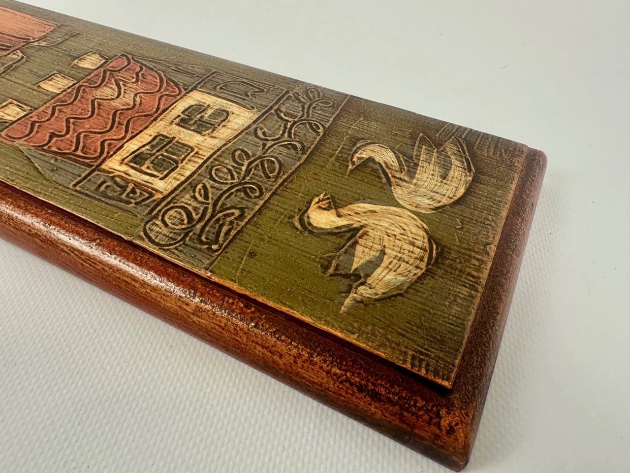 Deska maglownicza dekoracyjna, brązowy, drewno, Dania, lata 50. - 151683