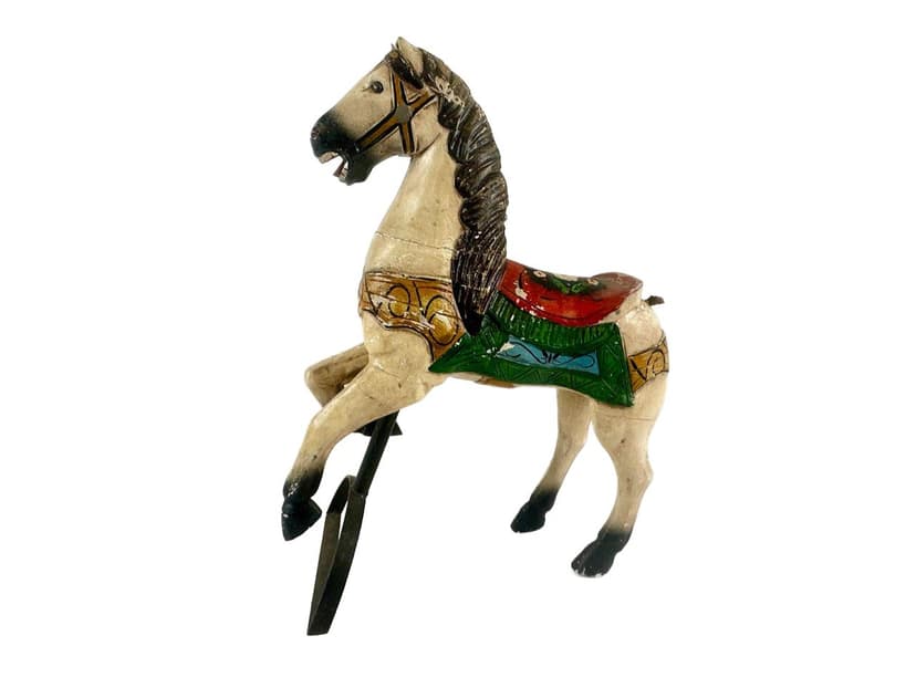 Figurka karuzelowego konia, multikolor, drewno, początek XX w.