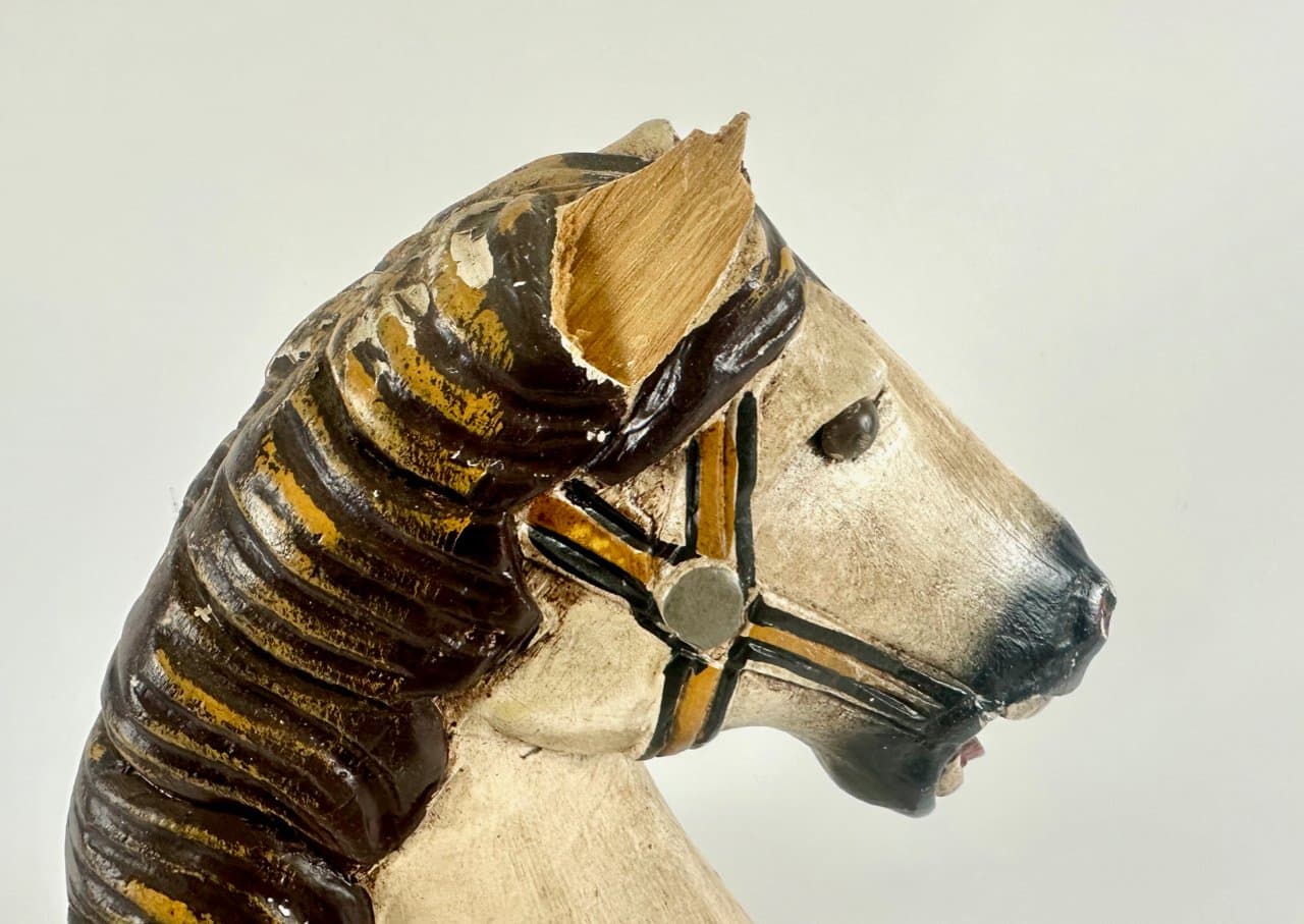 Carousel horse figurine, multicolor wood, early 20th c. - 151698