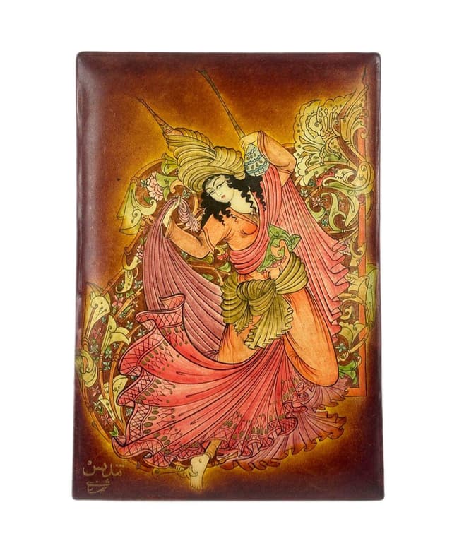 Oriental painting, multicolor leather, Iraq, 19th c. - DIMENSION