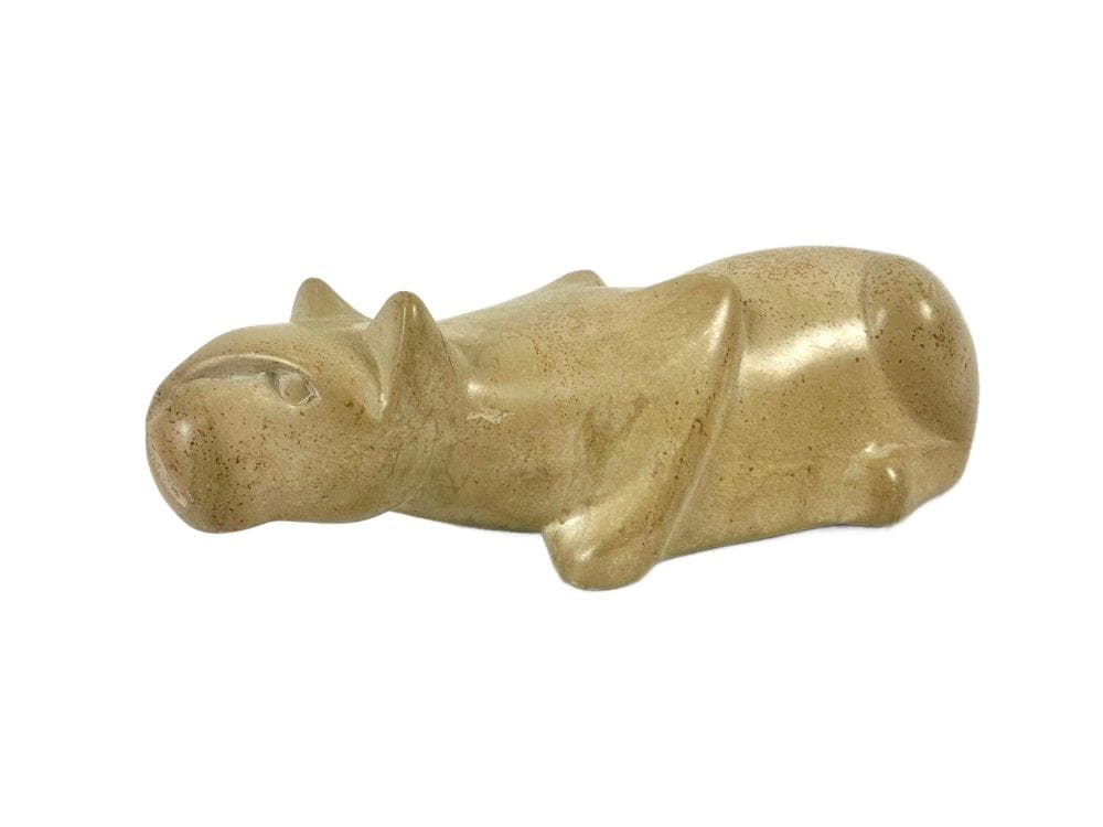 Cat figurine, beige soapstone, 1960s