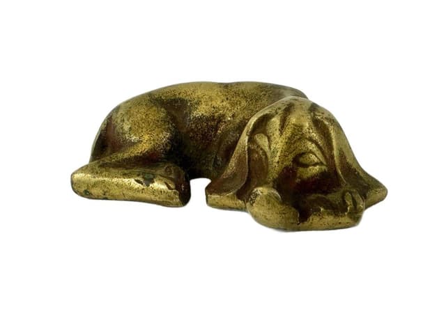 Figurka psa Art déco, złoty mosiądz, Niemcy, lata 30. - WYMIARY