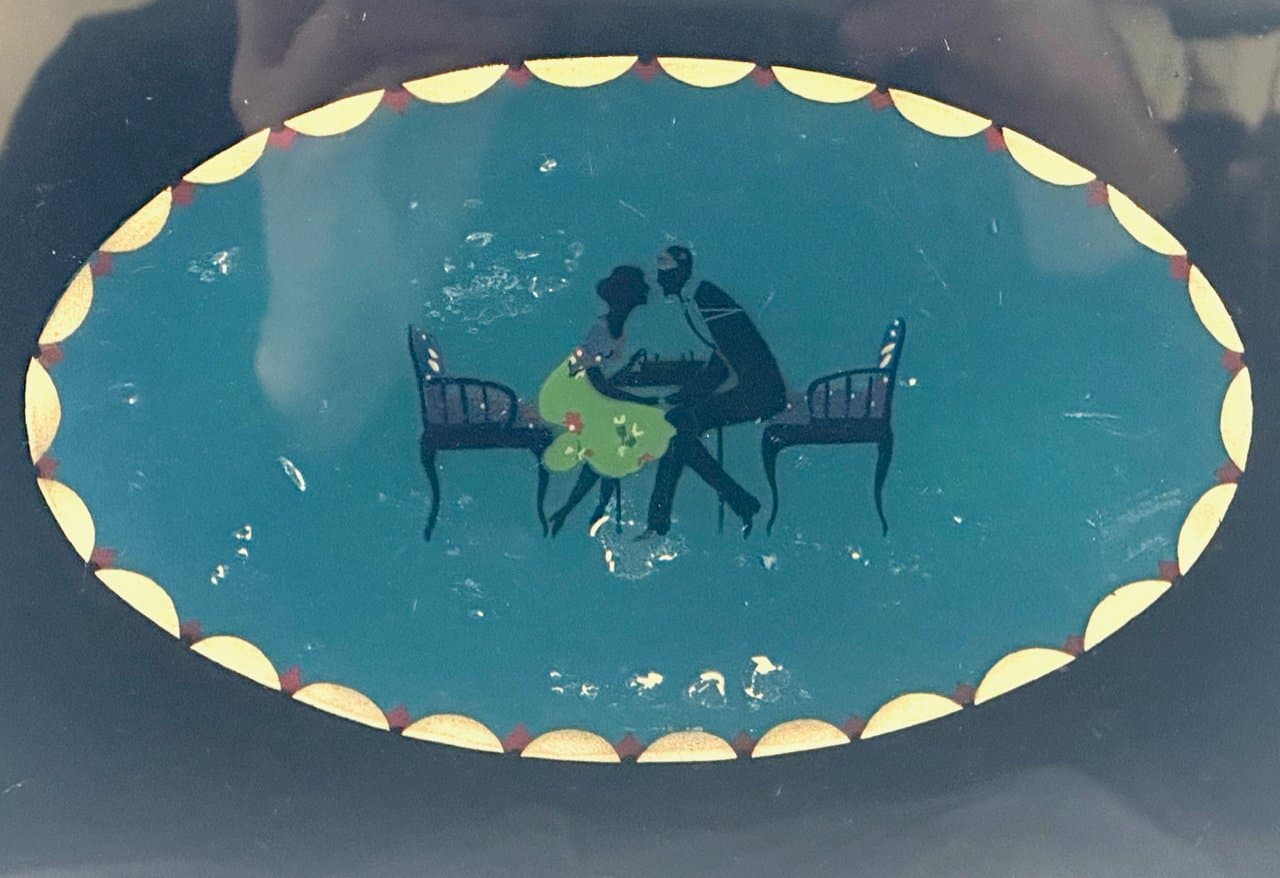 Taca serwingowa Art déco, czarne szkło, metal, Niemcy, lata 30. - 151866