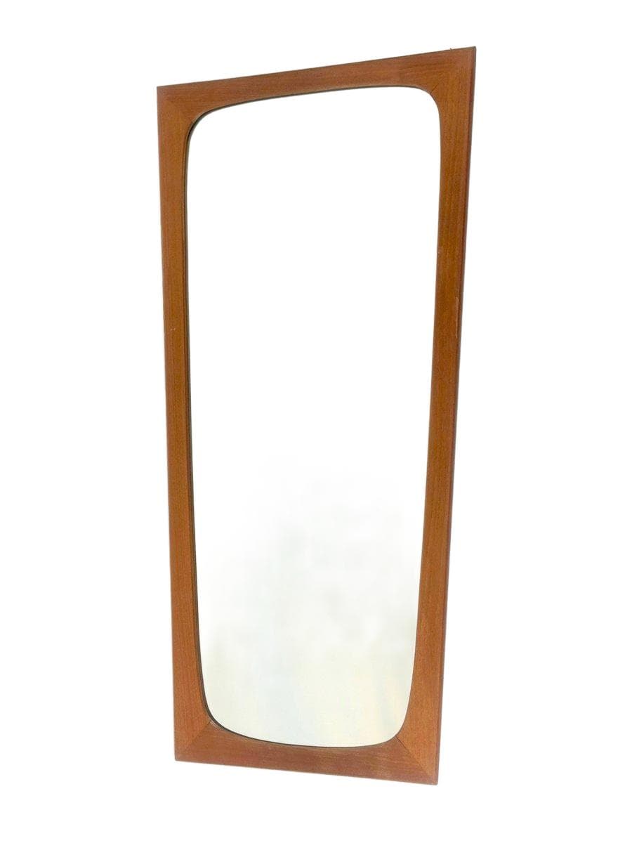 Lustro ścienne, brązowy, szkło, teak, Niemcy, lata 70.