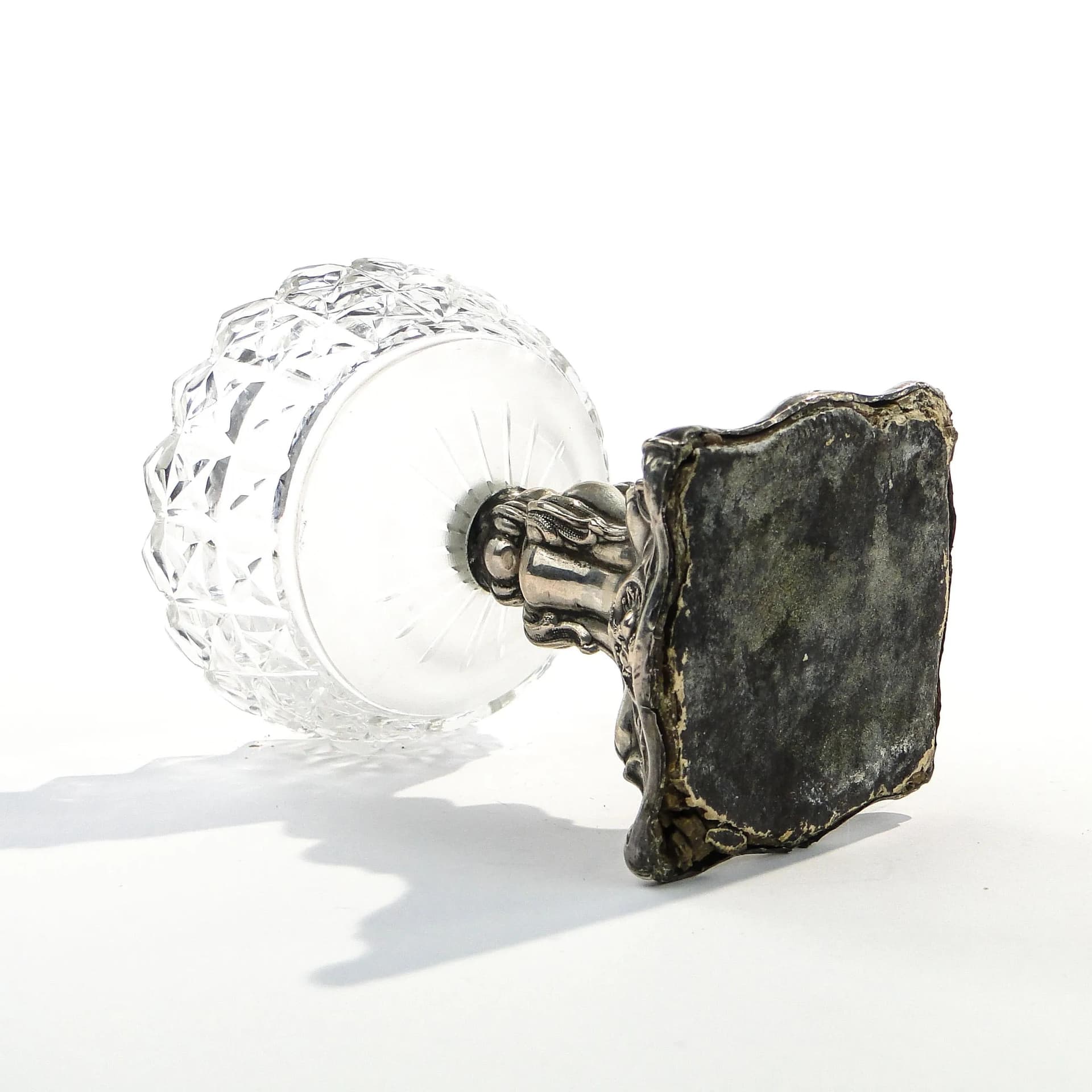 Salt cellar Biedermeier, silver, transparent glass, Austria, 19th c. - 9212