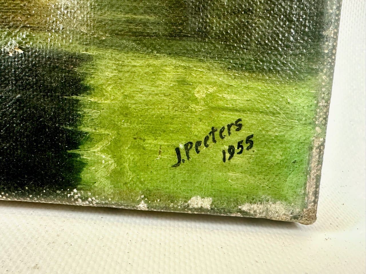 Painting St. Bartholomä by the Königssee Lake, multicolored, oil on canvas, by J. Peeters, Germany, 1950s. - 151916