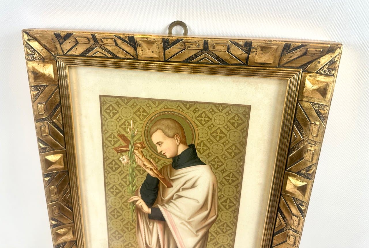Chromolithograph Saint Aloysius, golden, Austria, early 20th c. - 151934