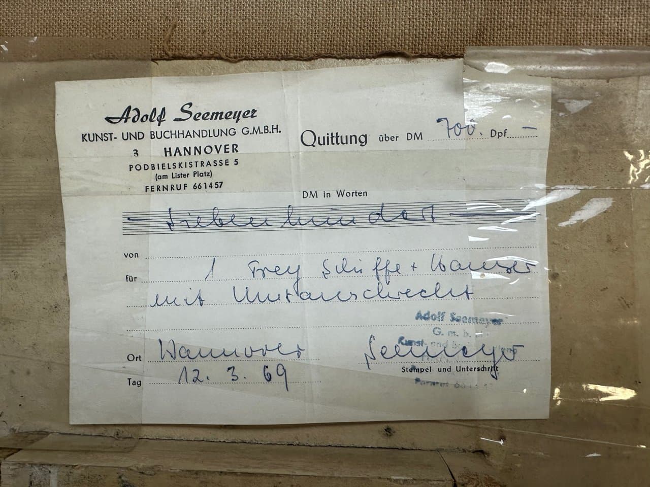 Expressionist painting, abstract composition 120x43 cm, mixed media, multicolored, 1960s. - 151986