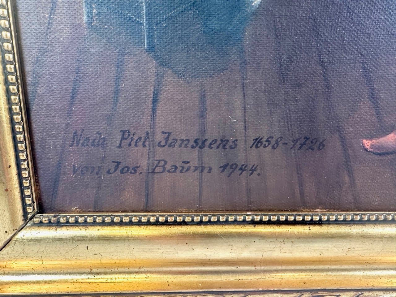 Obraz Czytająca kobieta, multikolor, olej na płótnie, aut. J. Baüm, Niemcy, lata 40. - 152050