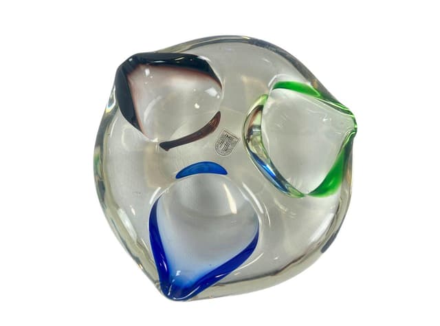 Ashtray Tirgu-Mures, multicolor glass, Romania, 1960s. - DIMENSION