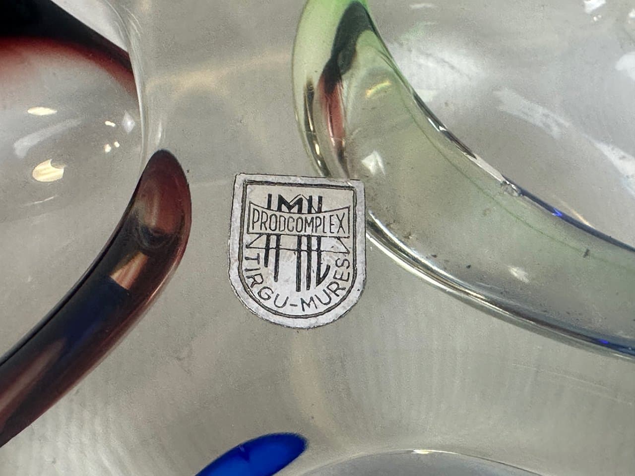 Ashtray Tirgu-Mures, multicolor glass, Romania, 1960s. - 152080