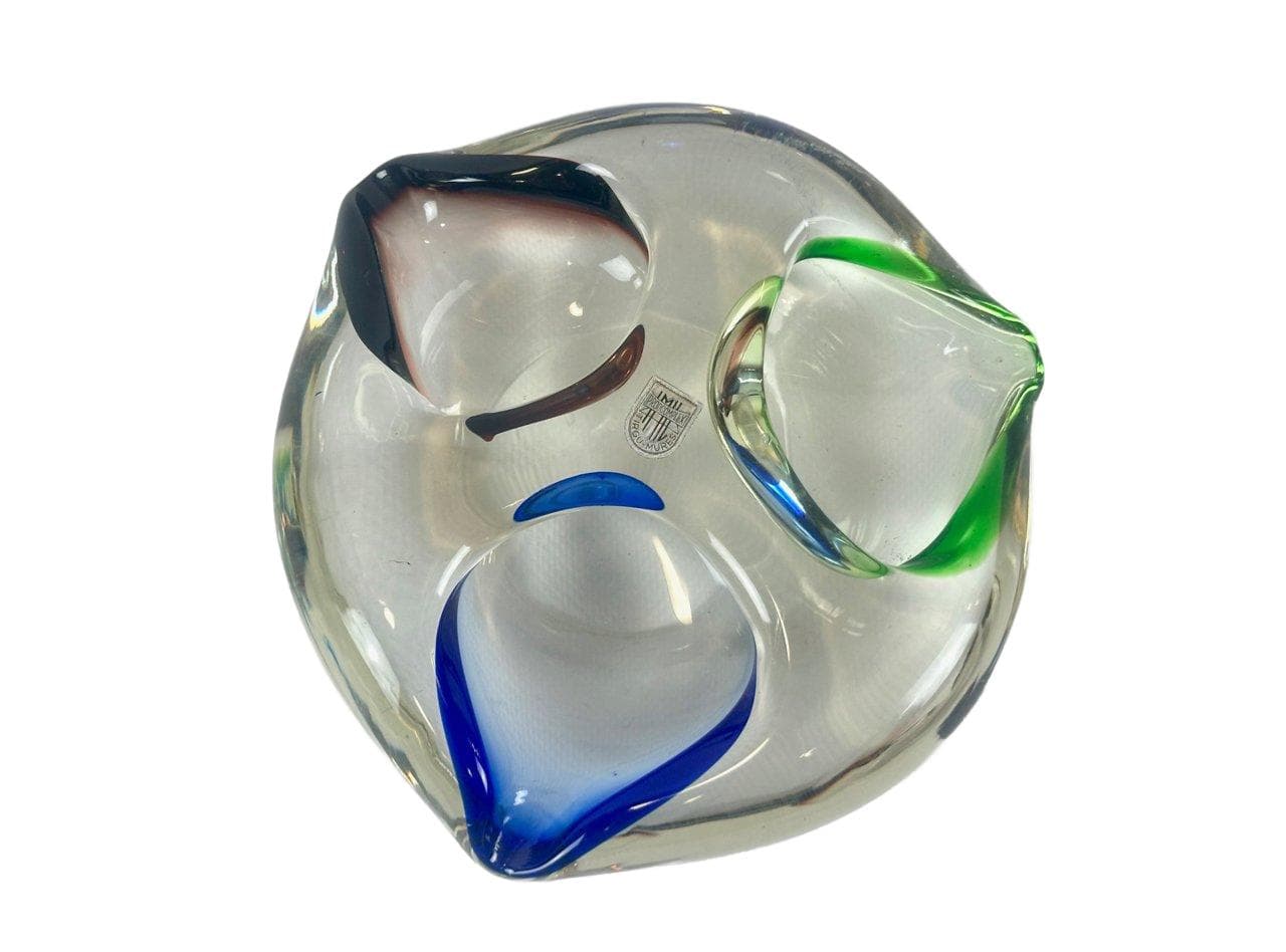 Ashtray Tirgu-Mures, multicolor glass, Romania, 1960s. - 148498