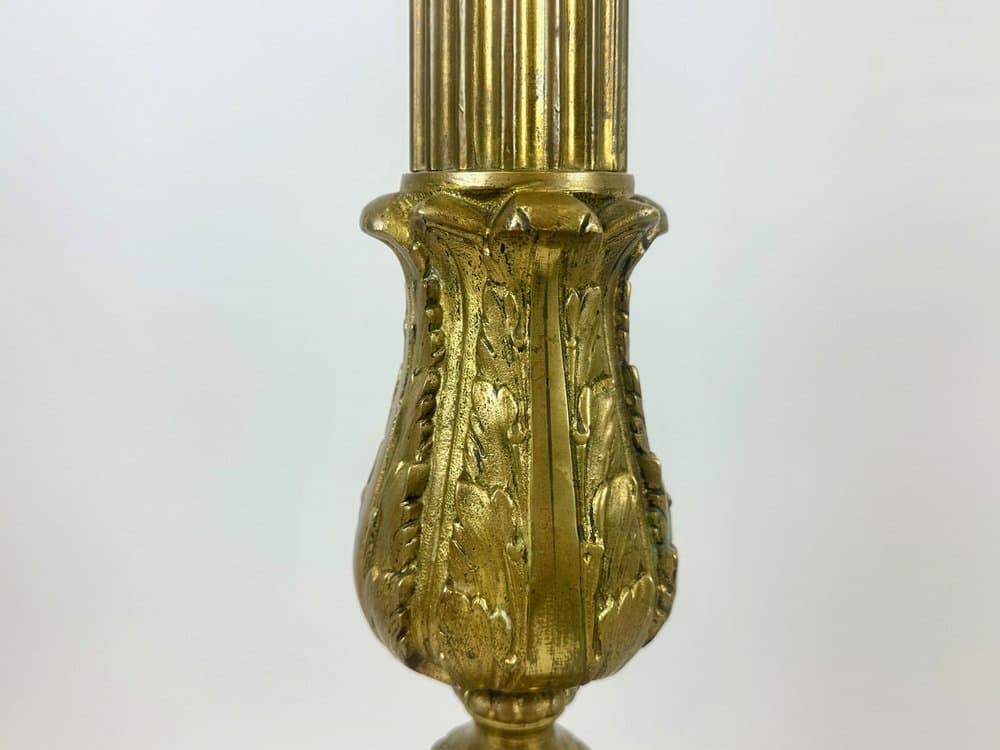 Świecznik ołtarzowy, neobarokowy, złoty, mosiądz, Francja, lata 20. - 152199