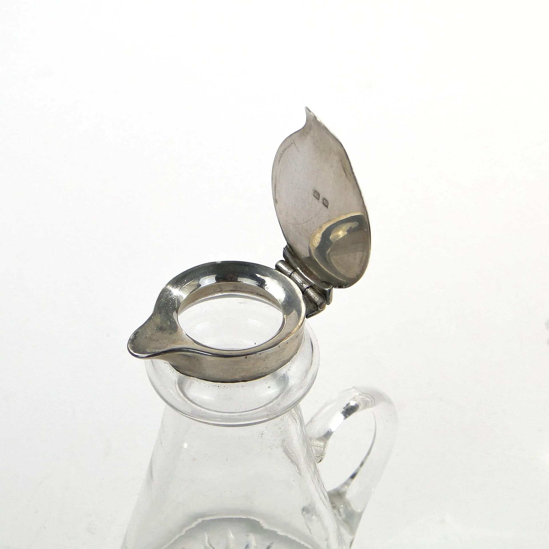 Karafka Edwardian, kryształ transparentny, srebro, Wielka Brytania, początek XX w. - 9170