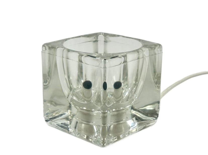Lampa stołowa Ice Cube, transparent, szkło, Peill & Putzler, Niemcy, lata 70.