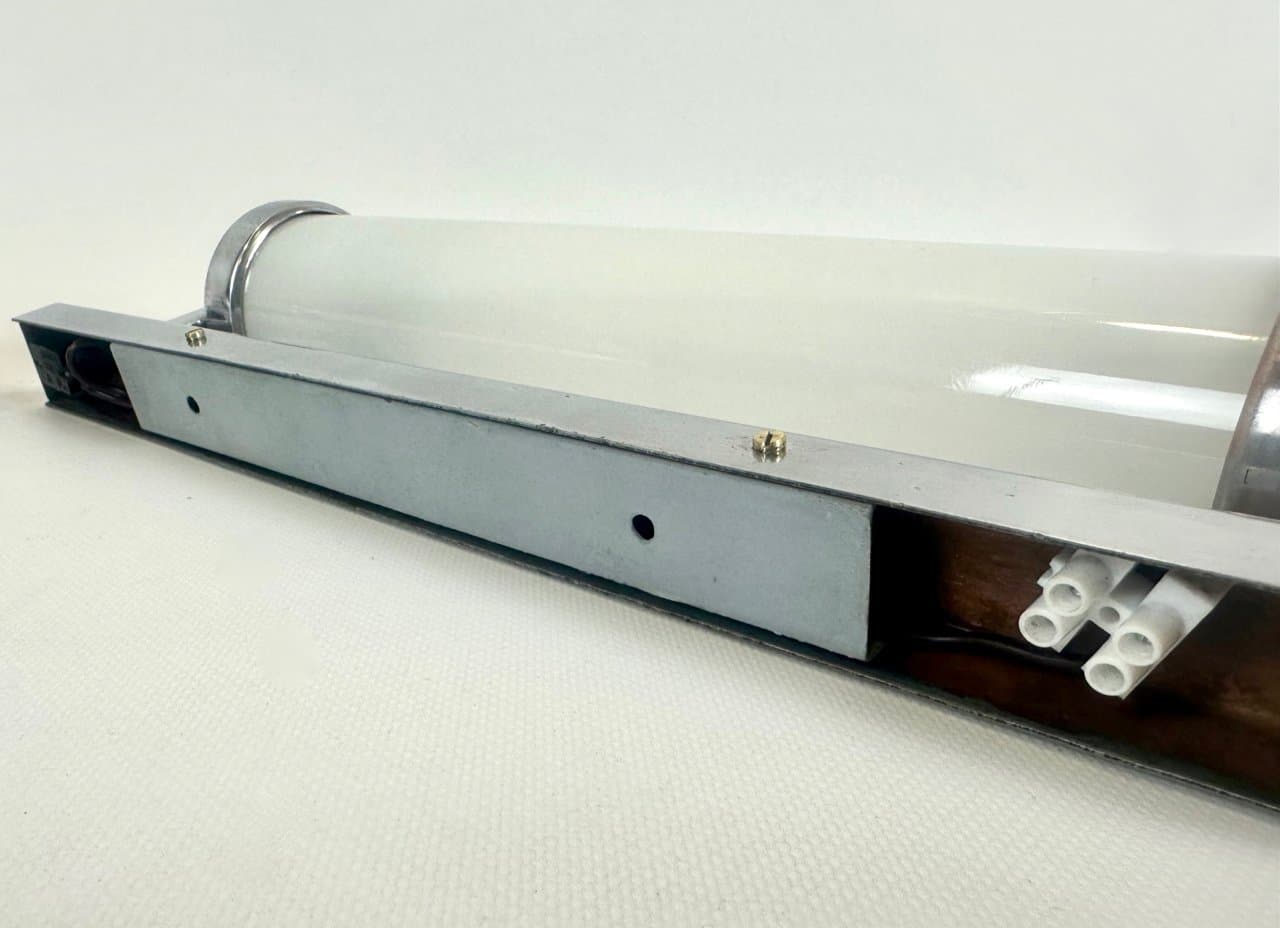 Para kinkietów Bauhaus, srebrny, mosiądz chromowany, szkło, Czechy, lata 30. - 152276