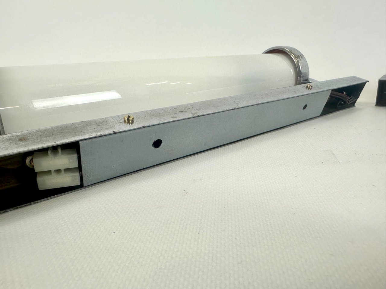 Para kinkietów Bauhaus, srebrny, mosiądz chromowany, szkło, Czechy, lata 30. - 152277