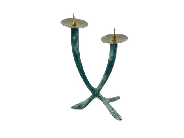 Tripod Candleholder, green, bronze, 1960s - DIMENSION