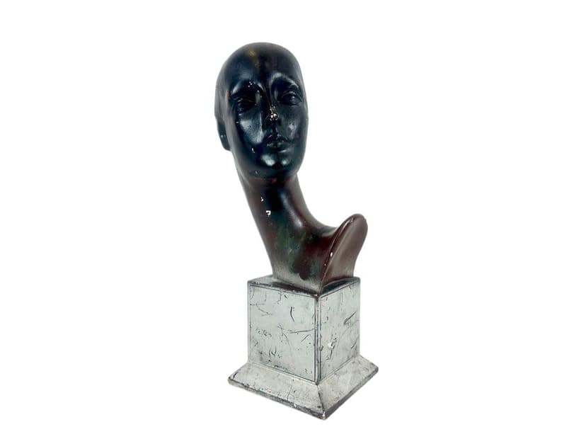 Figura głowy kobiecej, mid-century, czarny, włókno szklane, lata 50.