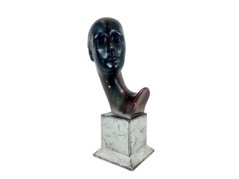 Figura głowy kobiecej, mid-century, czarny, włókno szklane, lata 50. - 148524