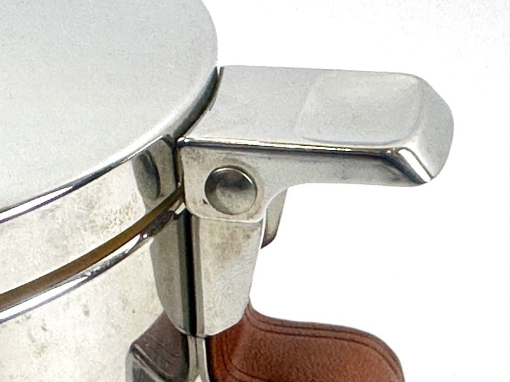 Ice bucket, brown leather, steel, Germany, 1960s. - 152355