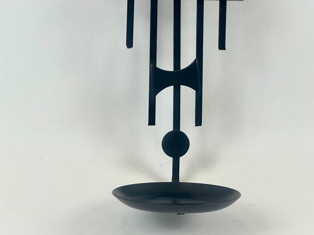 Świecznik ścienny, czarny żelazo, szkło, Dania, lata 60. - 152407