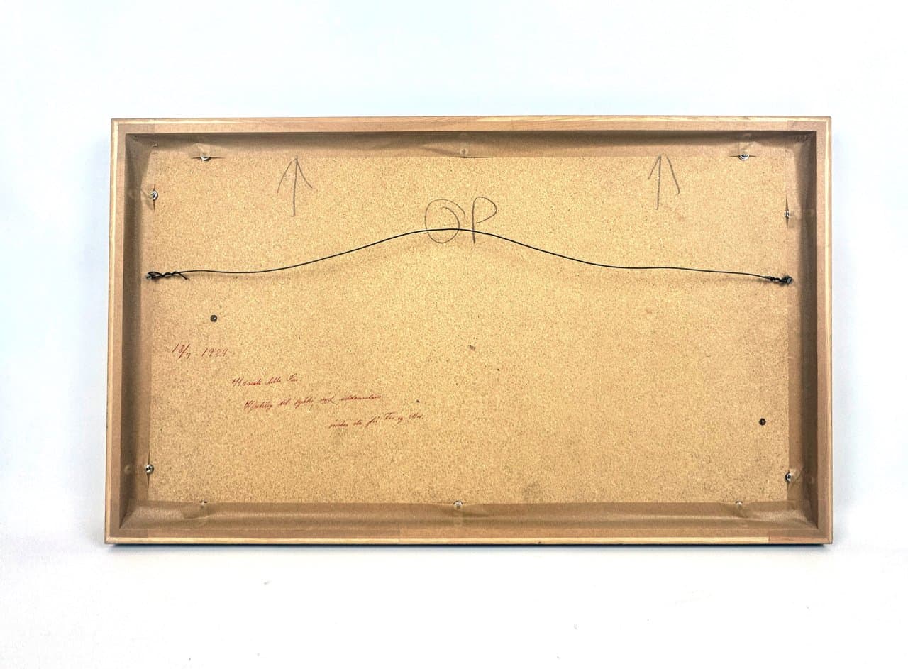 Wall Relief Brutalist, brown yellow, cast iron wood jute, Denmark, 1980s. - 152421