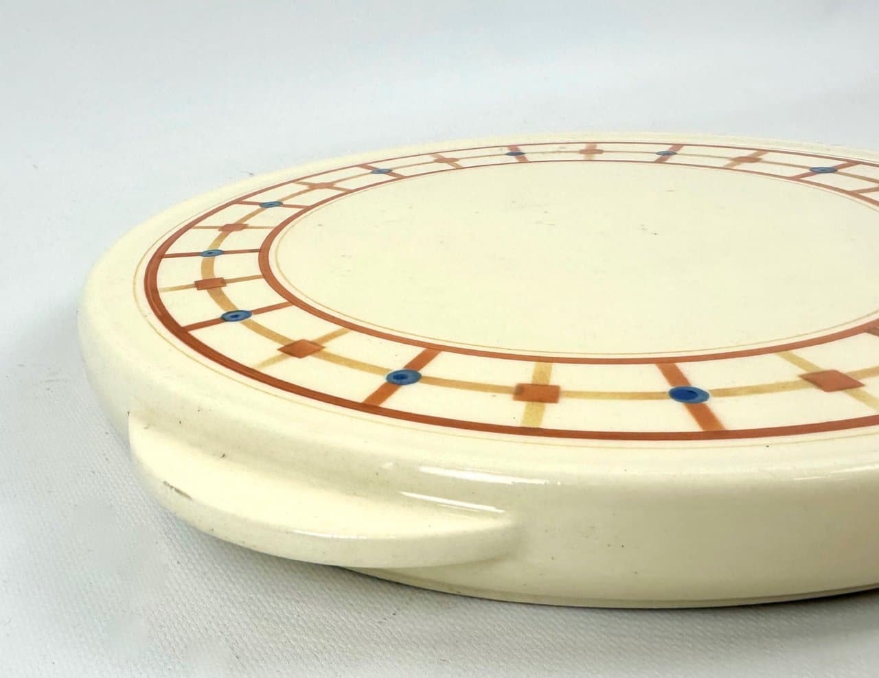 Talerz do ciasta Art déco, ivory white, ceramika, Niemcy, lata 40. - 152425