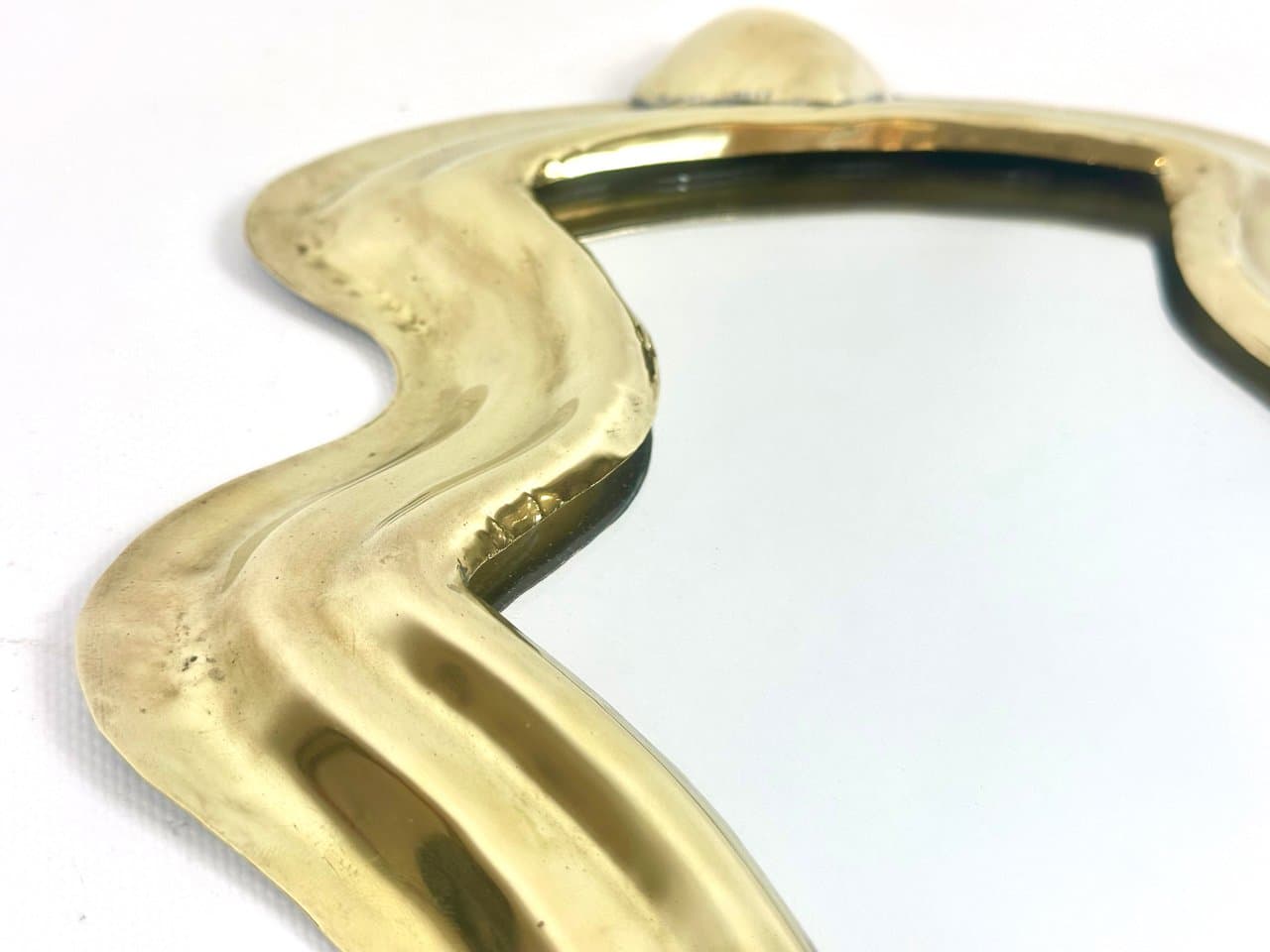 Lustro ścienne, rama mosiądz złoty, XIX w. - 152435