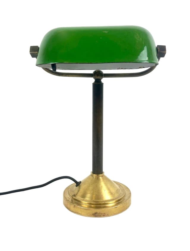 Table Lamp Art Deco, green, brass, Czech Republic, 1930s - DIMENSION