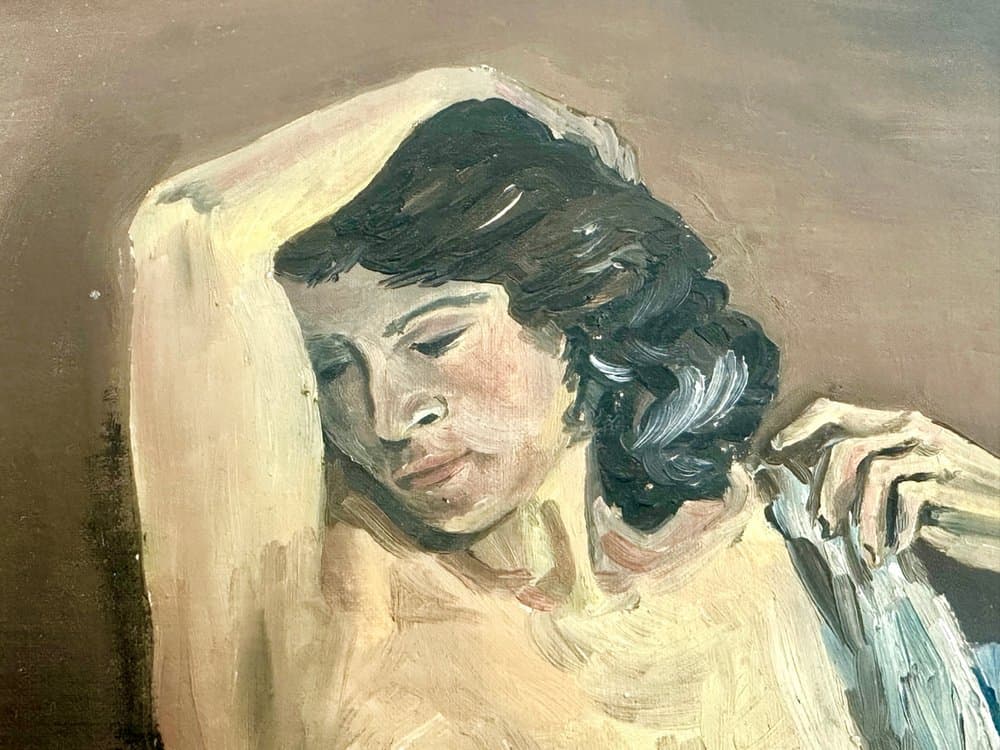 Painting Nude of Woman, multicolor, acrylic canvas, by K. Voralkova, Czech Republic, 1960s. - 152456