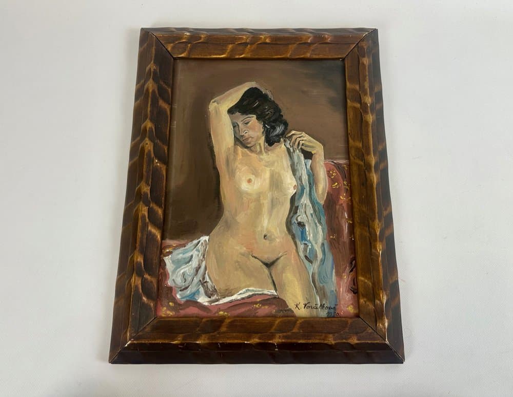 Painting Nude of Woman, multicolor, acrylic canvas, by K. Voralkova, Czech Republic, 1960s. - 152462