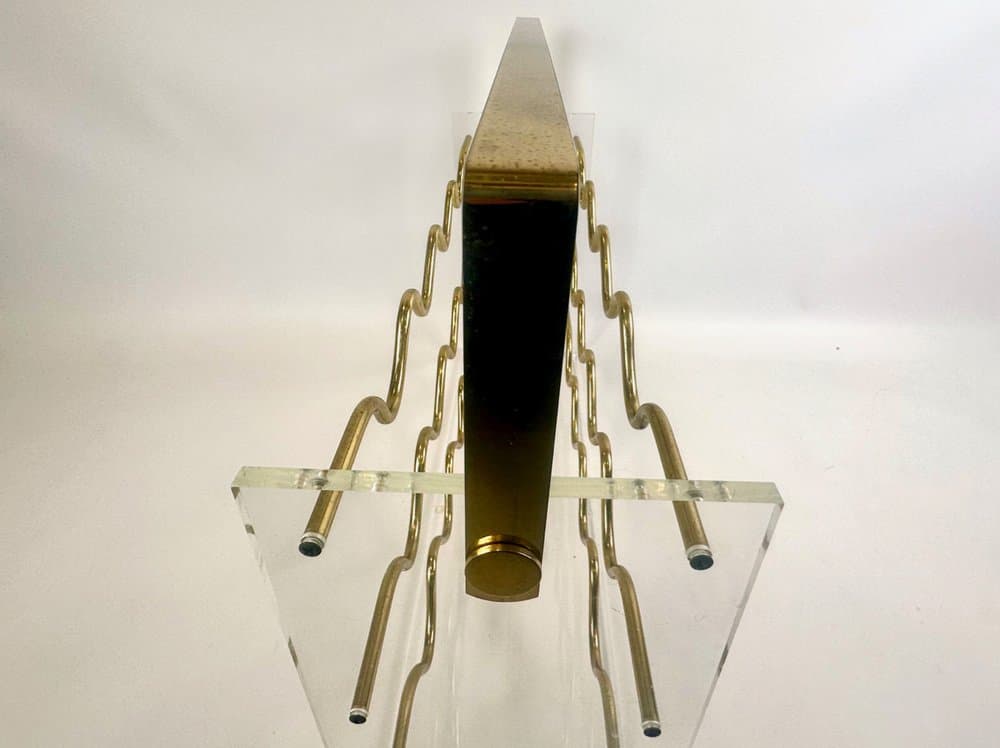 Wine Rack Hollywood Regency, transparent, acrylic brass, France, 1970s. - 152477