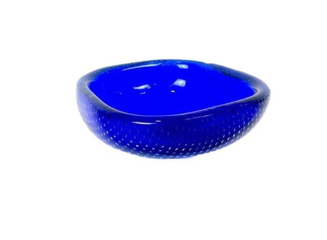 Bowl Bubble, blue glass, Venini, Italy, 1950s. - DIMENSION
