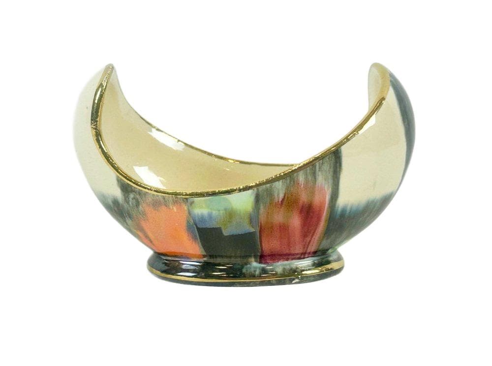 Bowl boat, multicolor ceramic, Bay Keramik, Germany, 1960s.