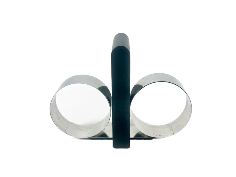 Podpórka do książek, czarny plastik, stal, proj. A. Mikkelsen, Georg Jensen, Dania, lata 90.