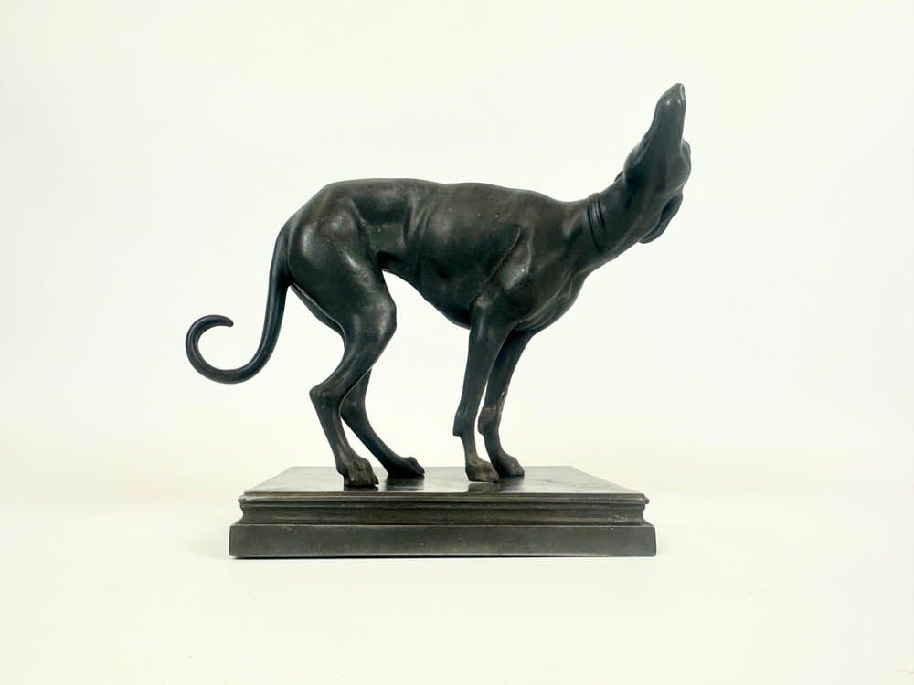 Figurine greyhound, black, cast iron, France, early 20th c. - 152542