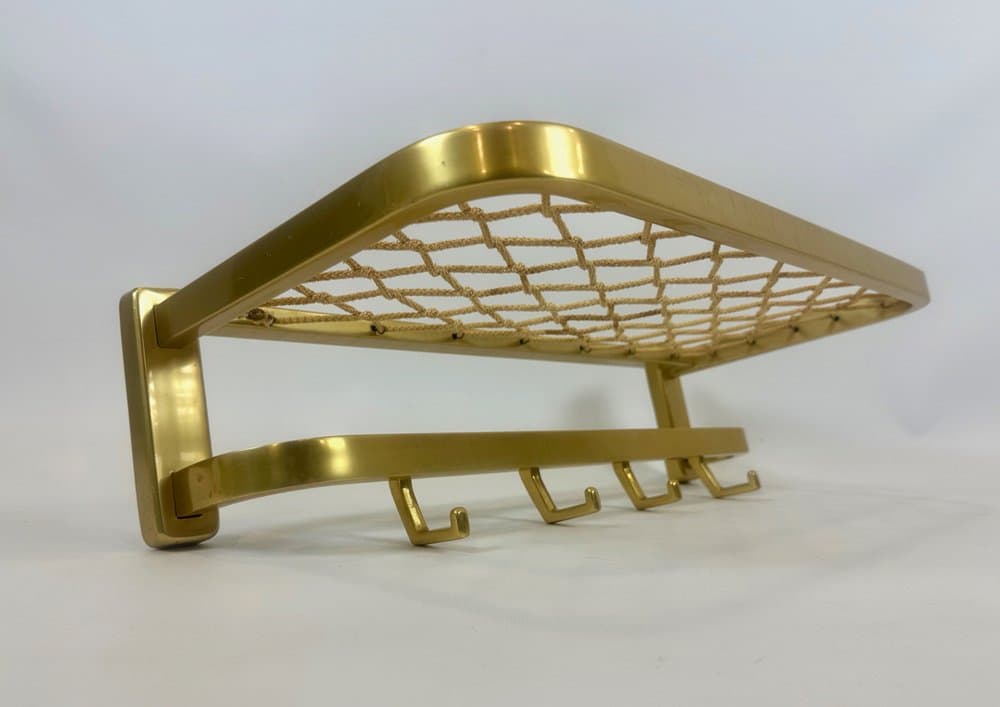 Wieszak ścienny, złoty, aluminium mosiądz, Niemcy, lata 60. - 152553