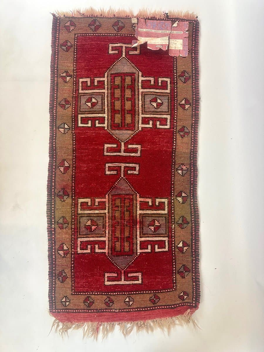 Dywan Malatya 105x50 cm, bordowy, wełna, Ikea, Turcja, lata 60. - 152732