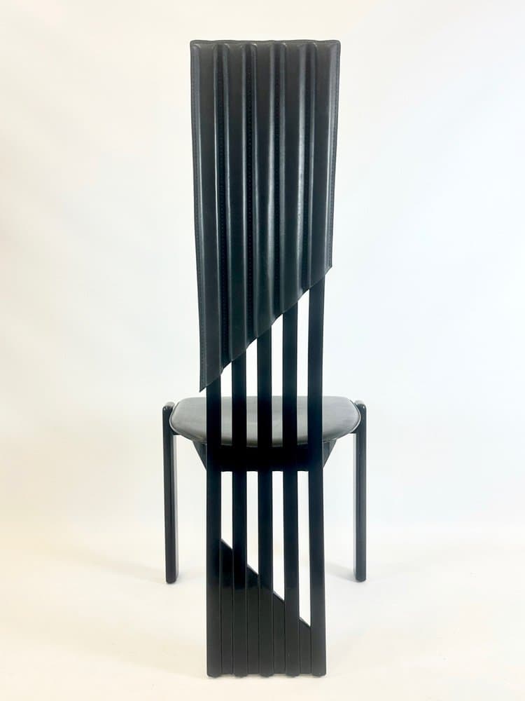 set of four Tripod chairs, black, beech, leather, Germany, 1980s - 152785