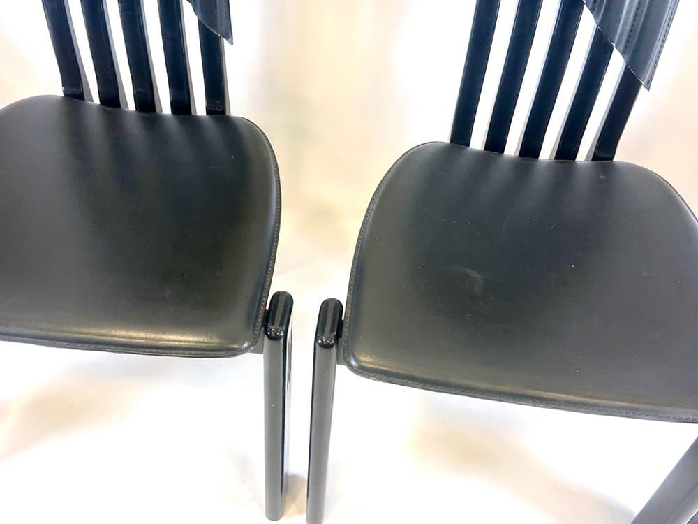 set of four Tripod chairs, black, beech, leather, Germany, 1980s - 152791