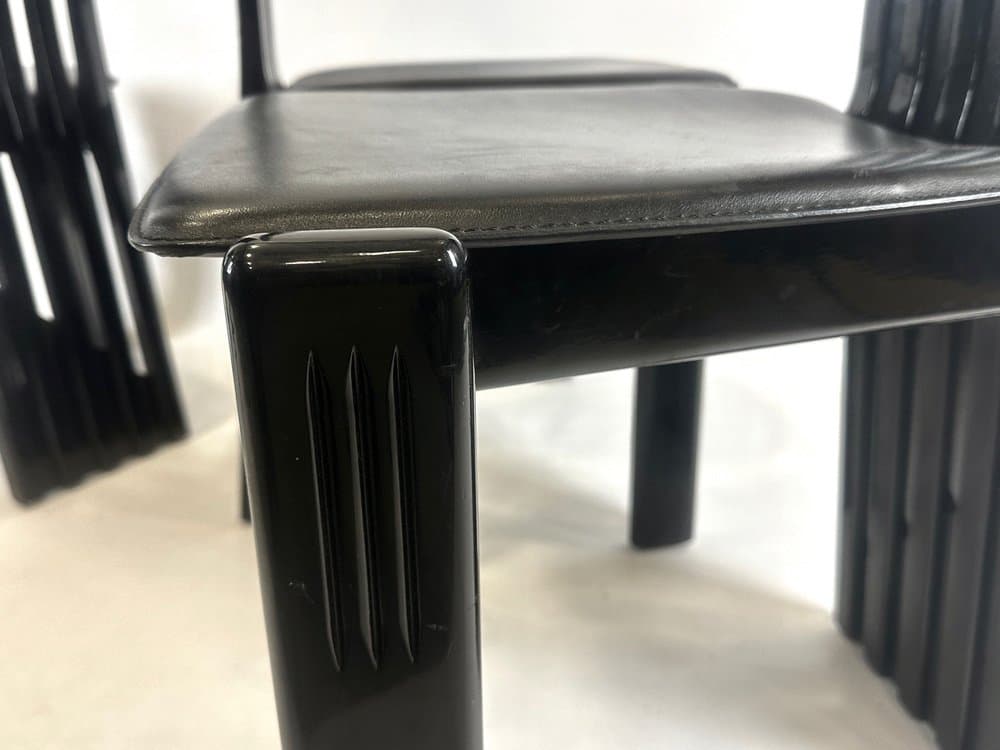 set of four Tripod chairs, black, beech, leather, Germany, 1980s - 152787